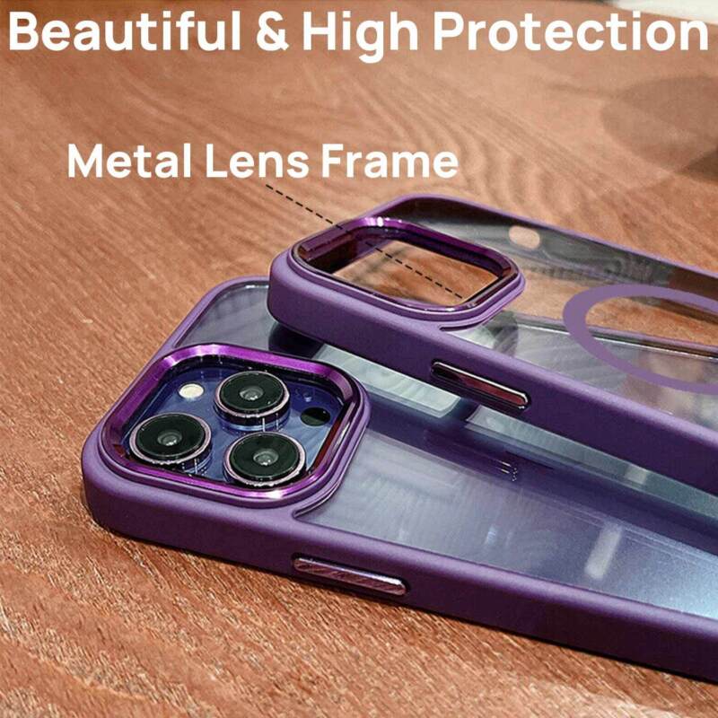 For iPhone 14 13 Pro Max Plus Clear Magsafe Case Plating Magnetic Shockprof Cover