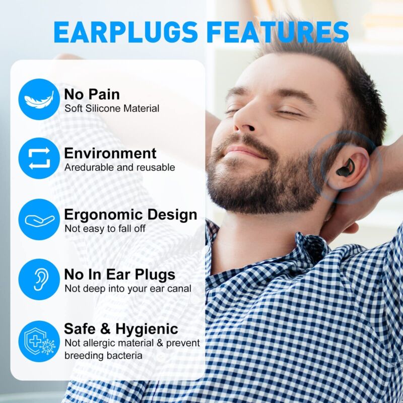 Ultra Soft Silicone Ear Plug Noise Reduction Flexible Reusable Study Sleep Plugs