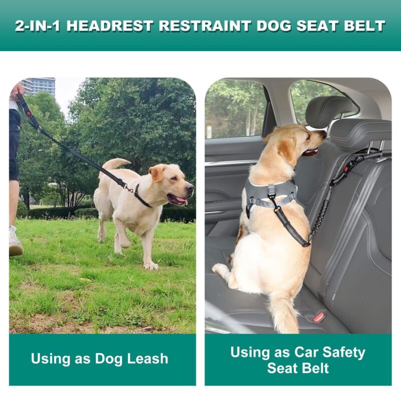 Elastic Headset Dog Car Safety Seat Belt Vehicle Lead Leash Restraint Adjustable