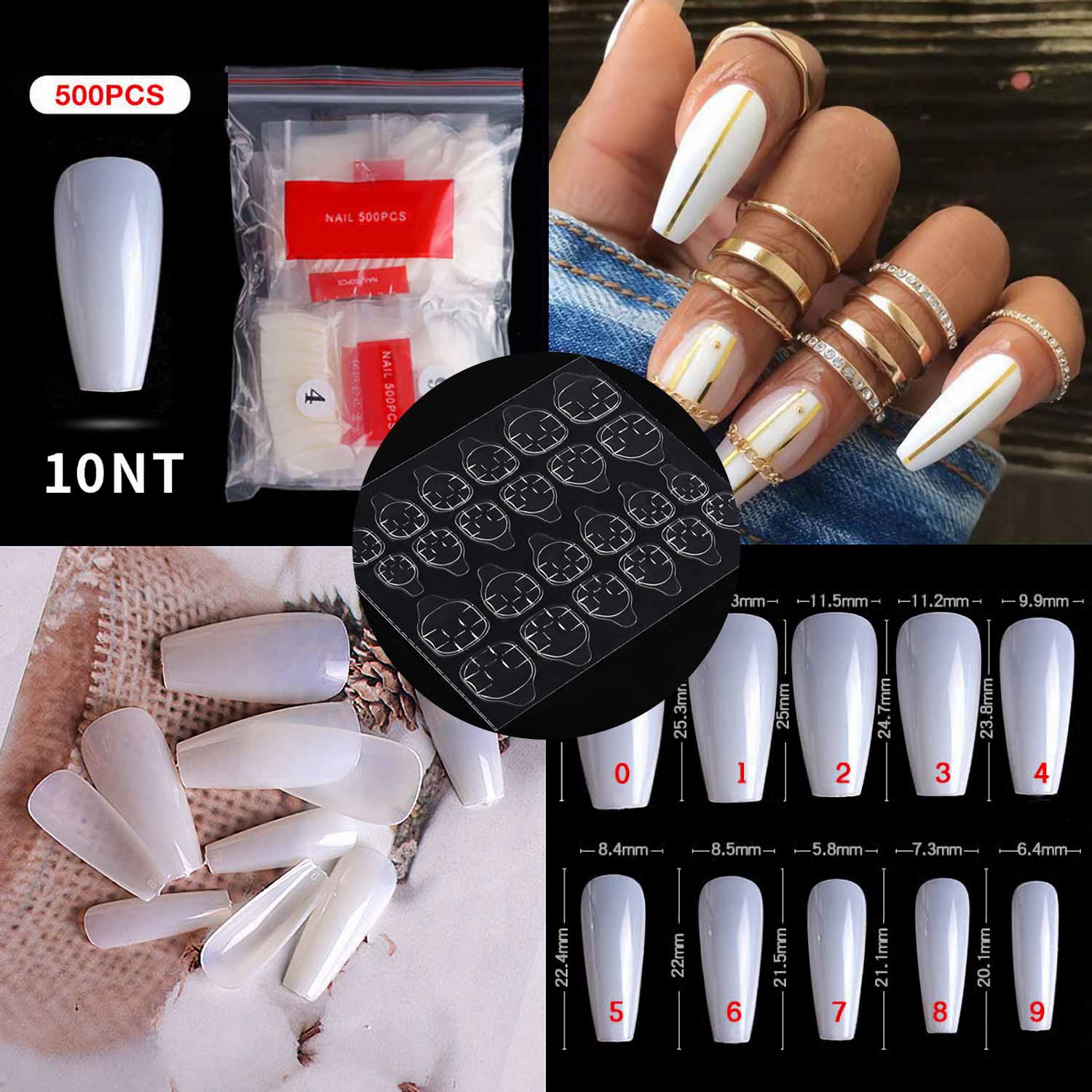 500Pcs Ballerina Nail Coffin Tips Long Art Full Cover Manicure Fake False Nails