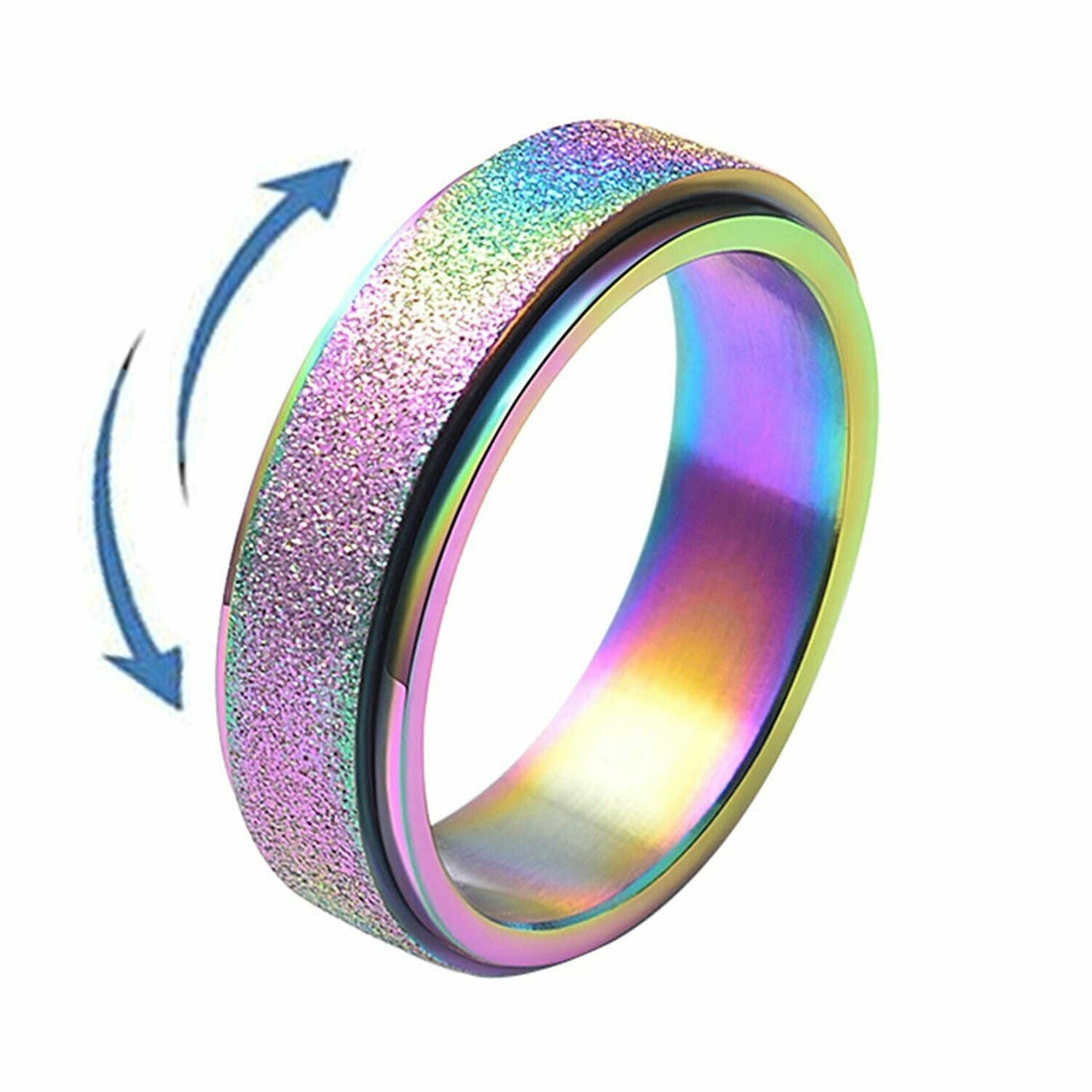 Anxiety Spinner Rings Rotating Stress Fidget Band Men or Women Unisex S/Steel AU
