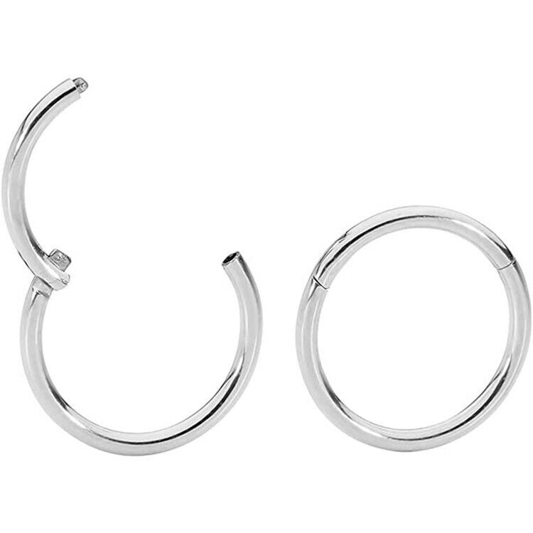 2X Nose Lip Ear Ring Hoop Rings Surgical Body Piercing Earring Stud 6 - 12 MM