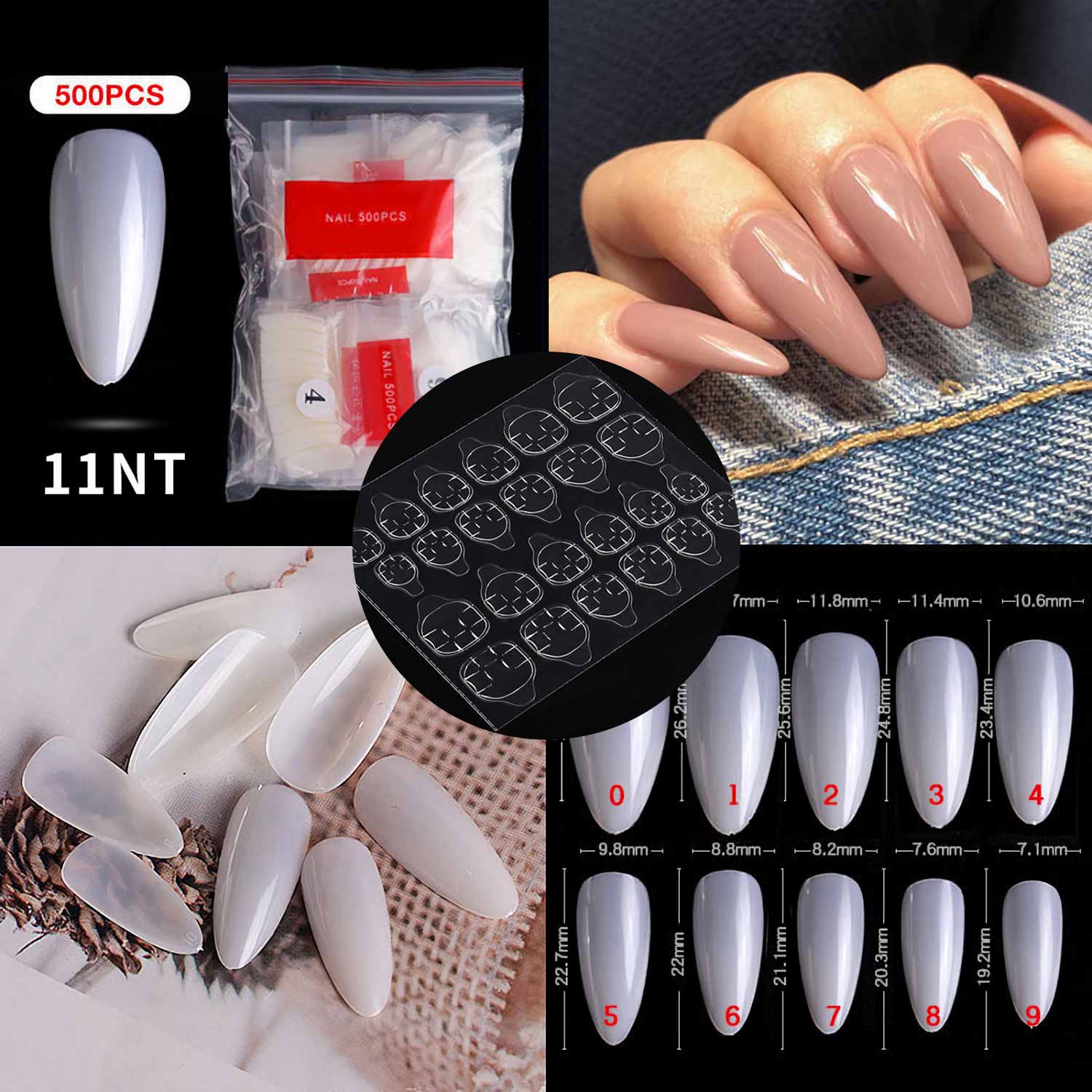 500Pcs Ballerina Nail Coffin Tips Long Art Full Cover Manicure Fake False Nails