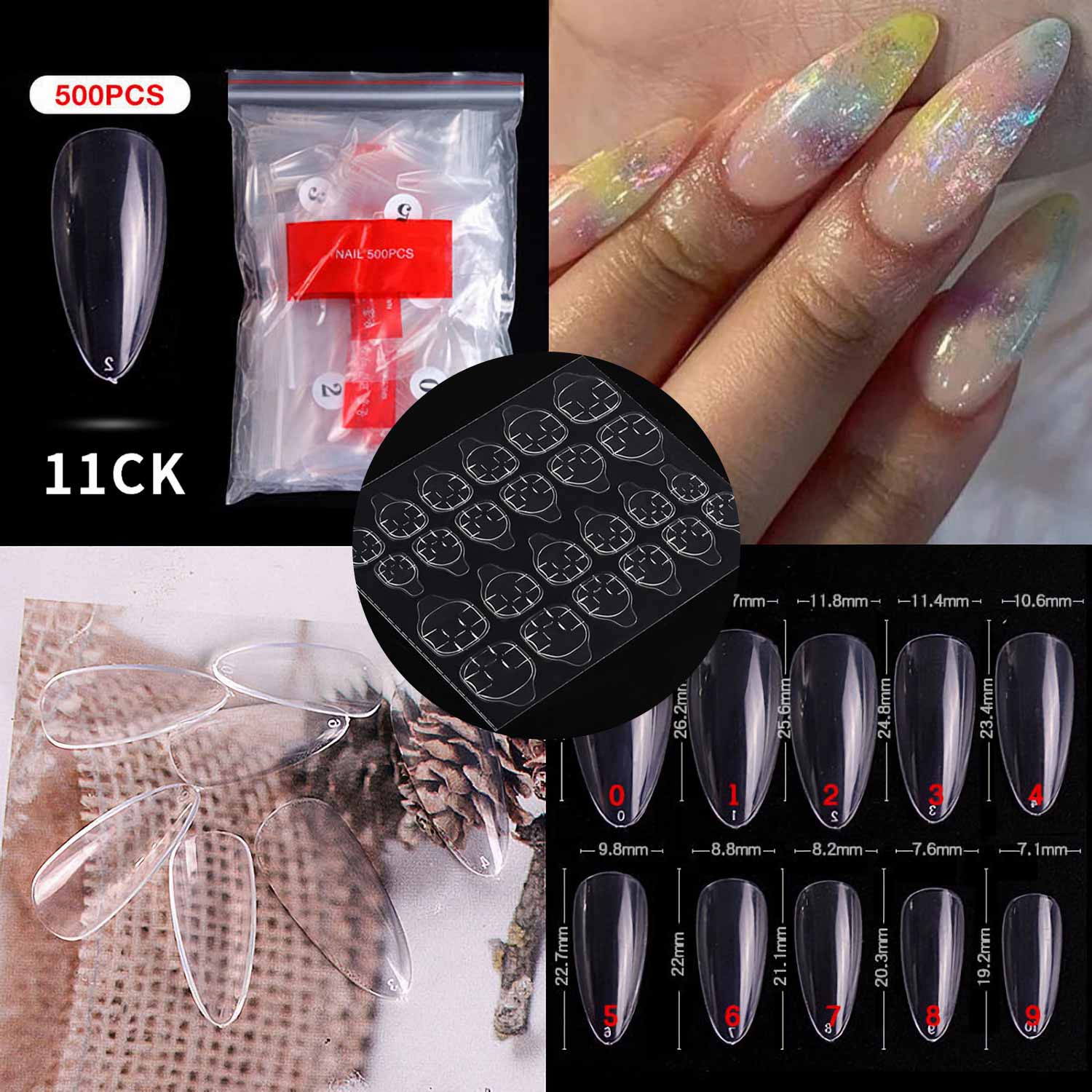500Pcs Ballerina Nail Coffin Tips Long Art Full Cover Manicure Fake False Nails