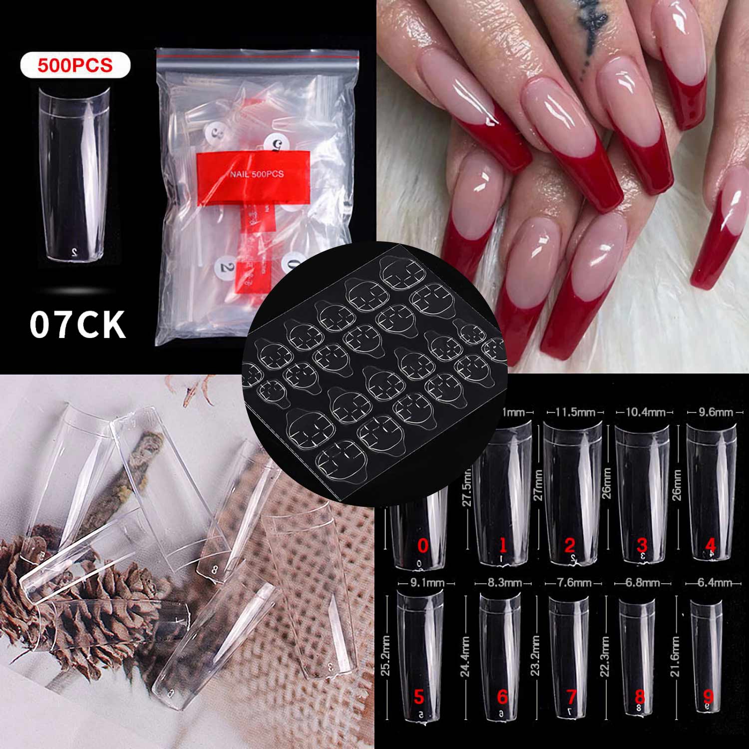 500Pcs Ballerina Nail Coffin Tips Long Art Full Cover Manicure Fake False Nails