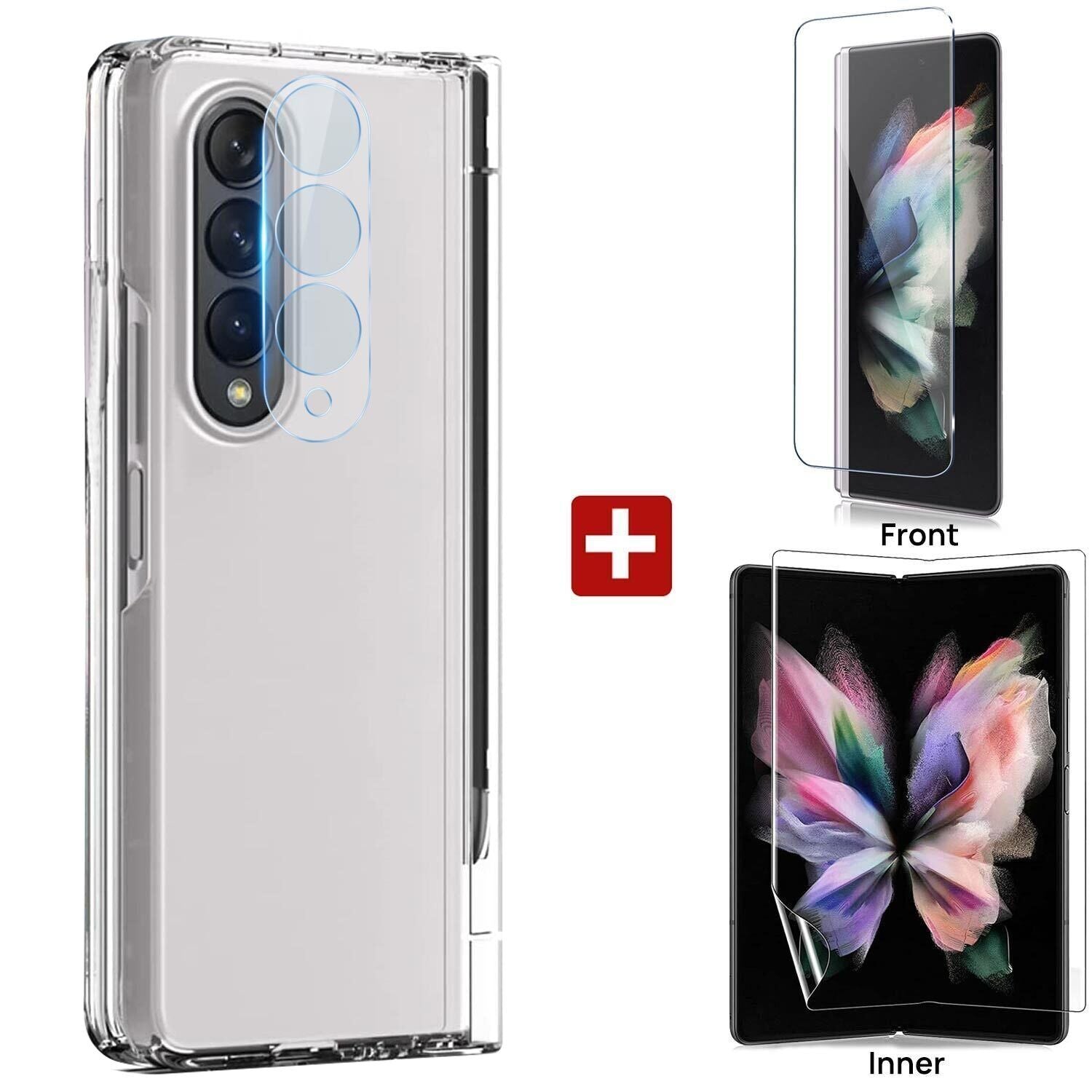 For Samsung Galaxy Z Fold 5 4 5G Case Clear Shockproof Cover Built-in S Pen Holder