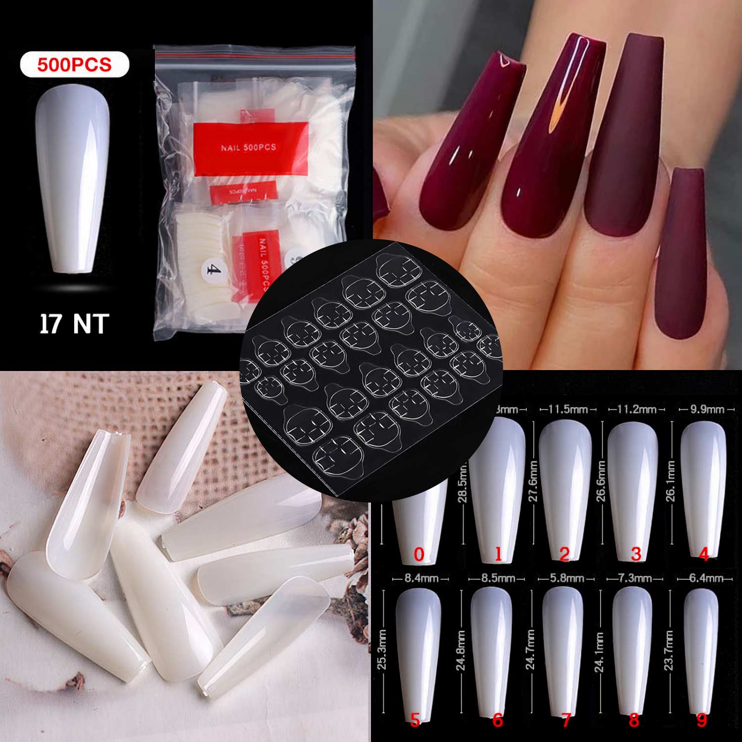 500Pcs Ballerina Nail Coffin Tips Long Art Full Cover Manicure Fake False Nails