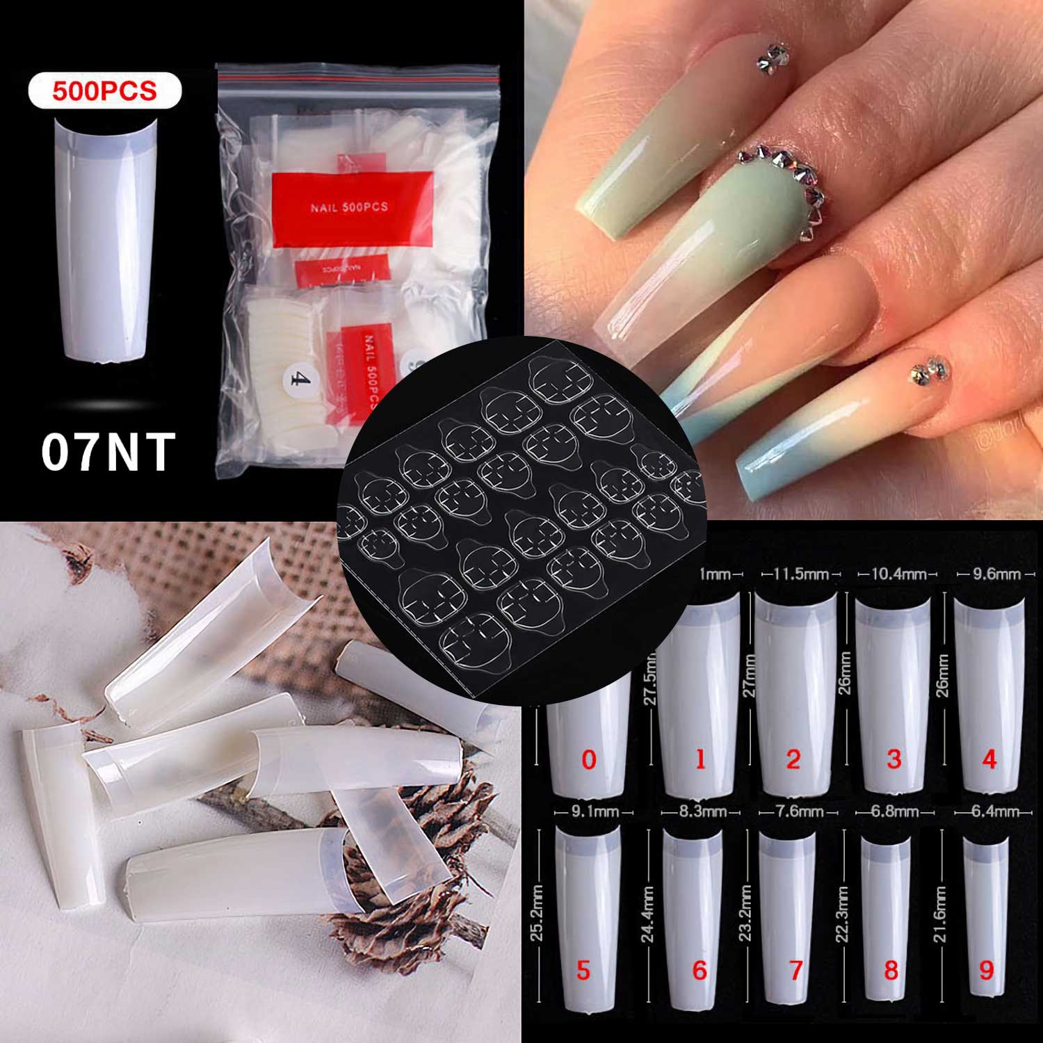 500Pcs Ballerina Nail Coffin Tips Long Art Full Cover Manicure Fake False Nails