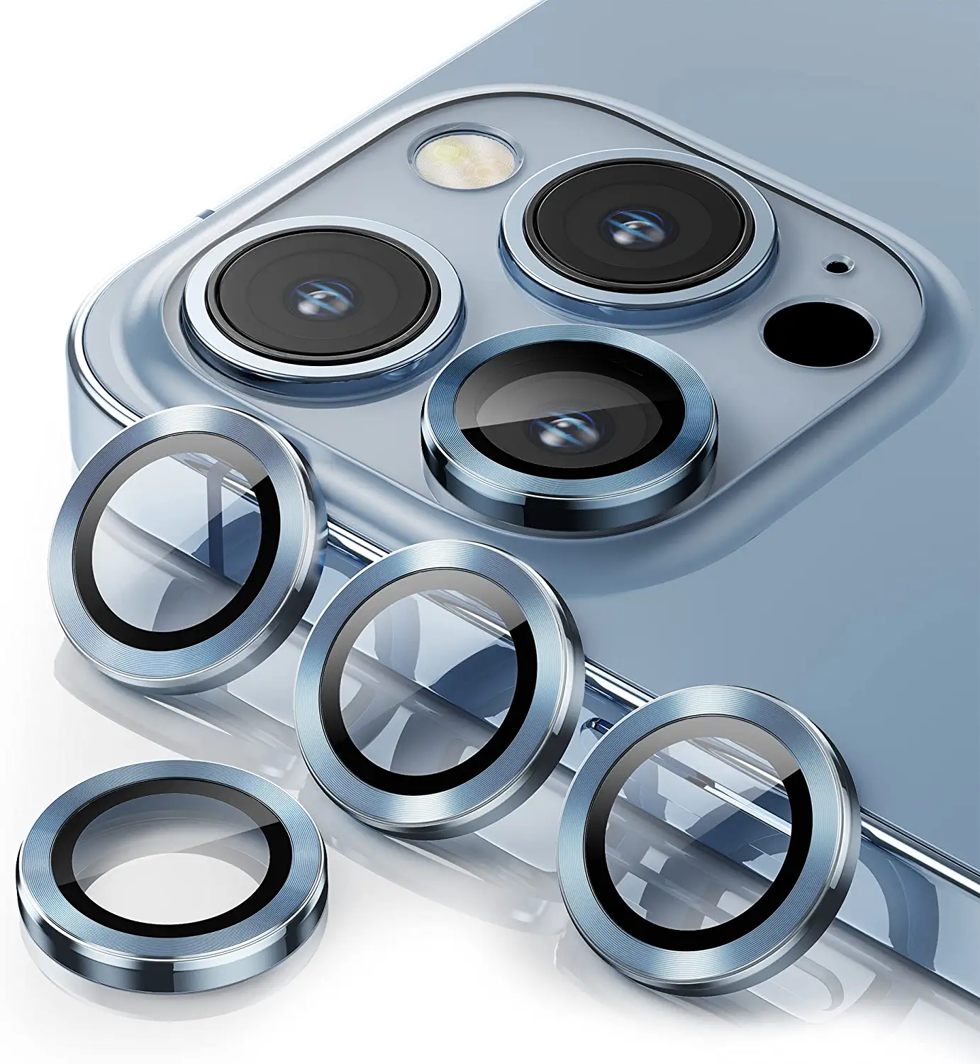 For iPhone 12 Pro Max Glass Camera Lens Metal Ring Protector
