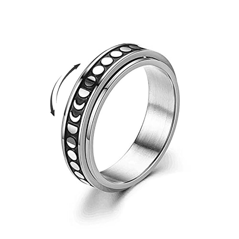 Anti-anxiety Spinner 35 Designs Fidget Rotating Stainless Steel Rings Band Black