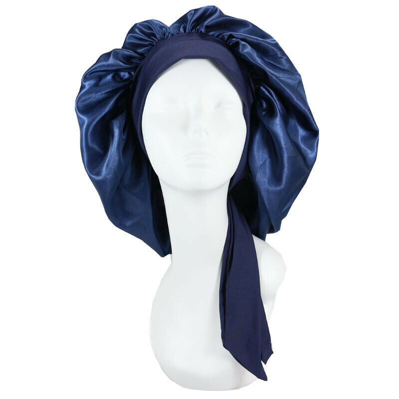 Sleeping Bonnet Hair Wrap Silk Satin Cap Women Elastic Night Soft Hat Headwear
