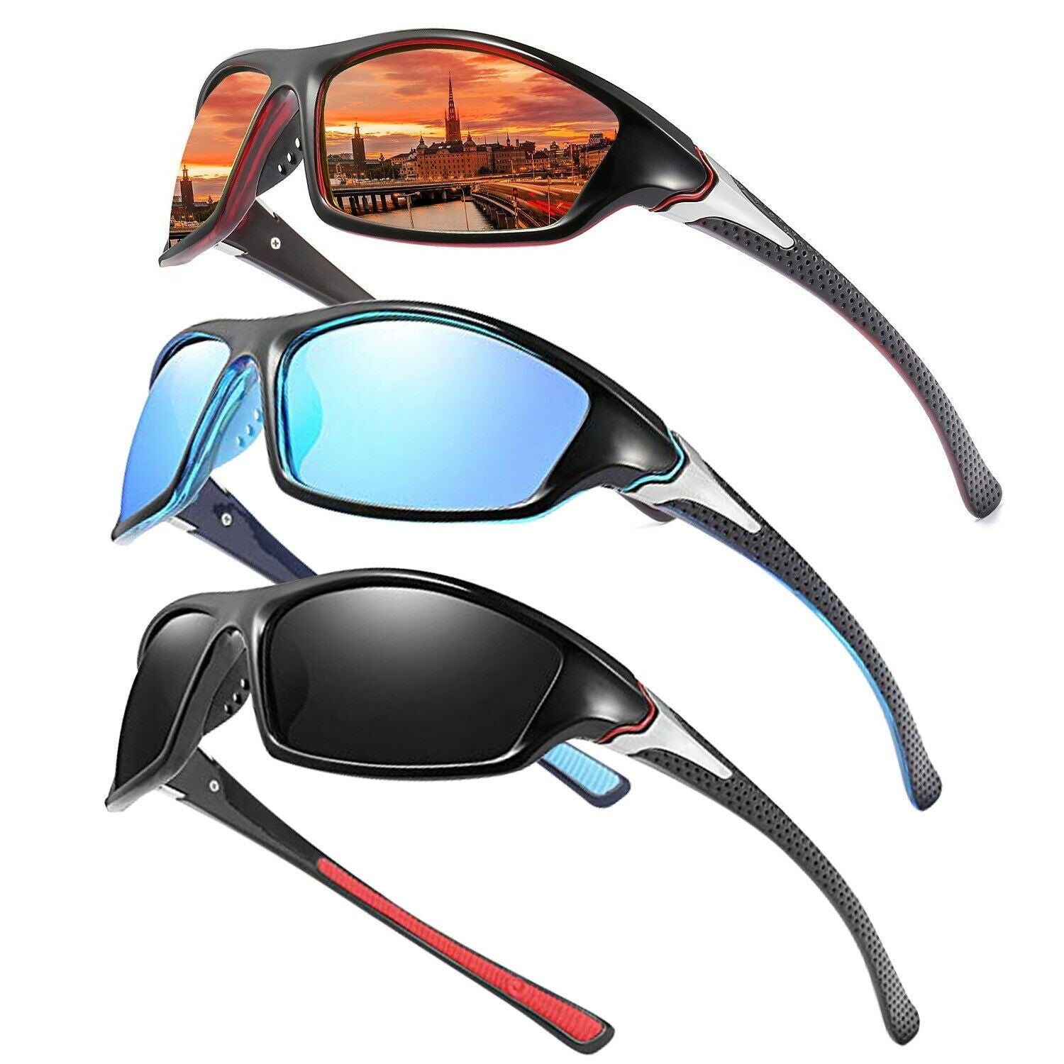 Men Sunglasses UV400 Polarized Glasses Fishing Sports Driving WrapAround Eyewear
