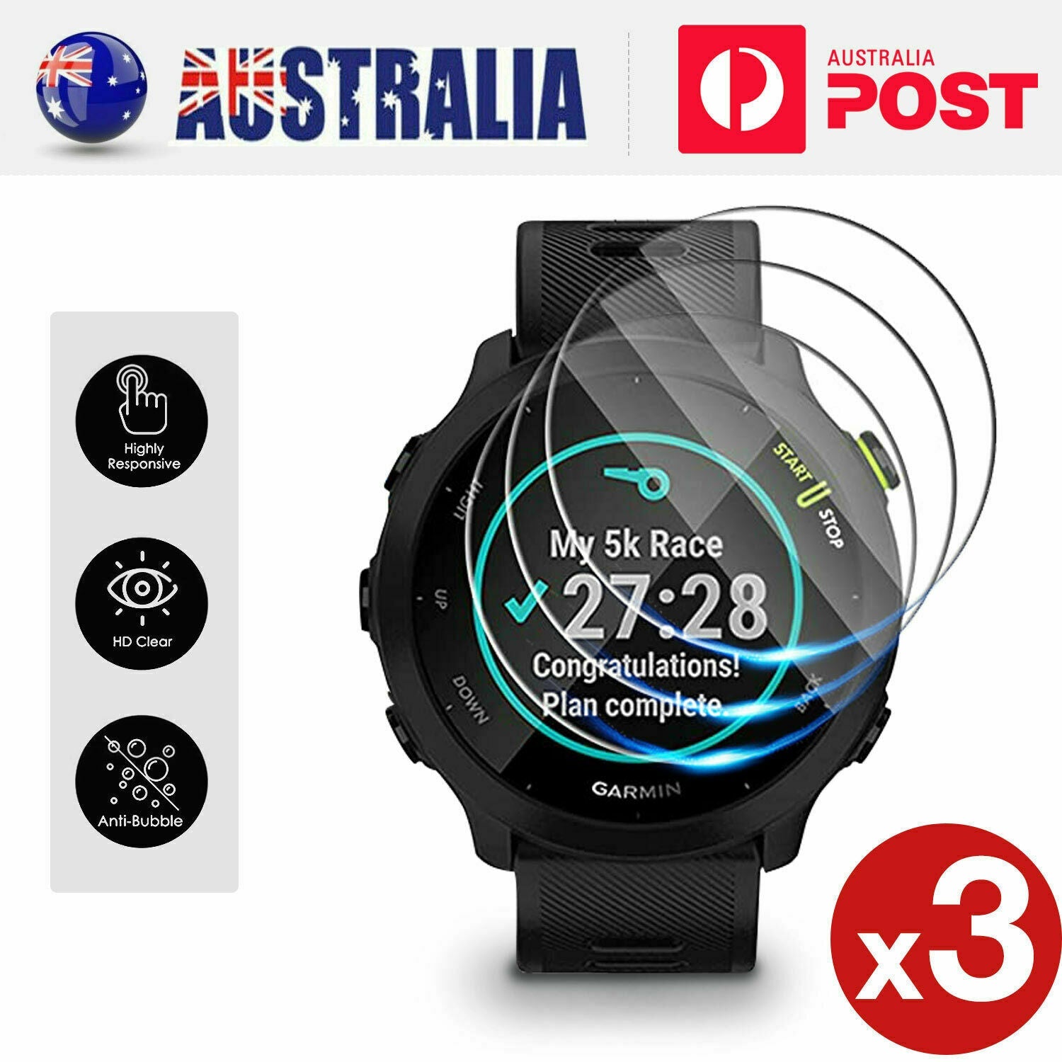 3X For Garmin Forerunner 955 Solar 255S/Music 255/Music Tempered Glass Screen Protector