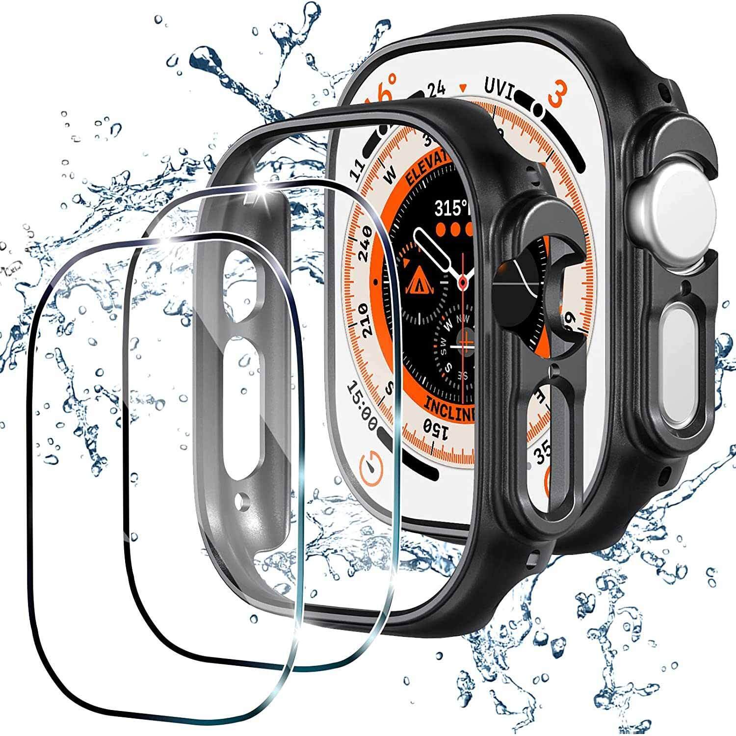 For Apple Watch Ultra 49mm 2022 Full Tempered Glass Screen Protector Case Cover