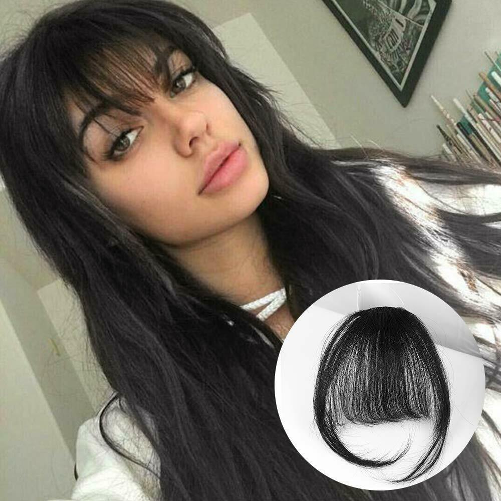 Natural Thin Fringe Bangs False Fake Hair Extension Clip In Front Hairpieces AU