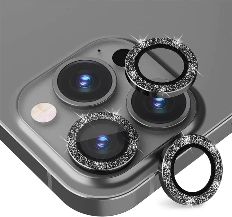 For iPhone 14 13 Pro Max Metal Camera Lens Glitter Cover Glass Protector