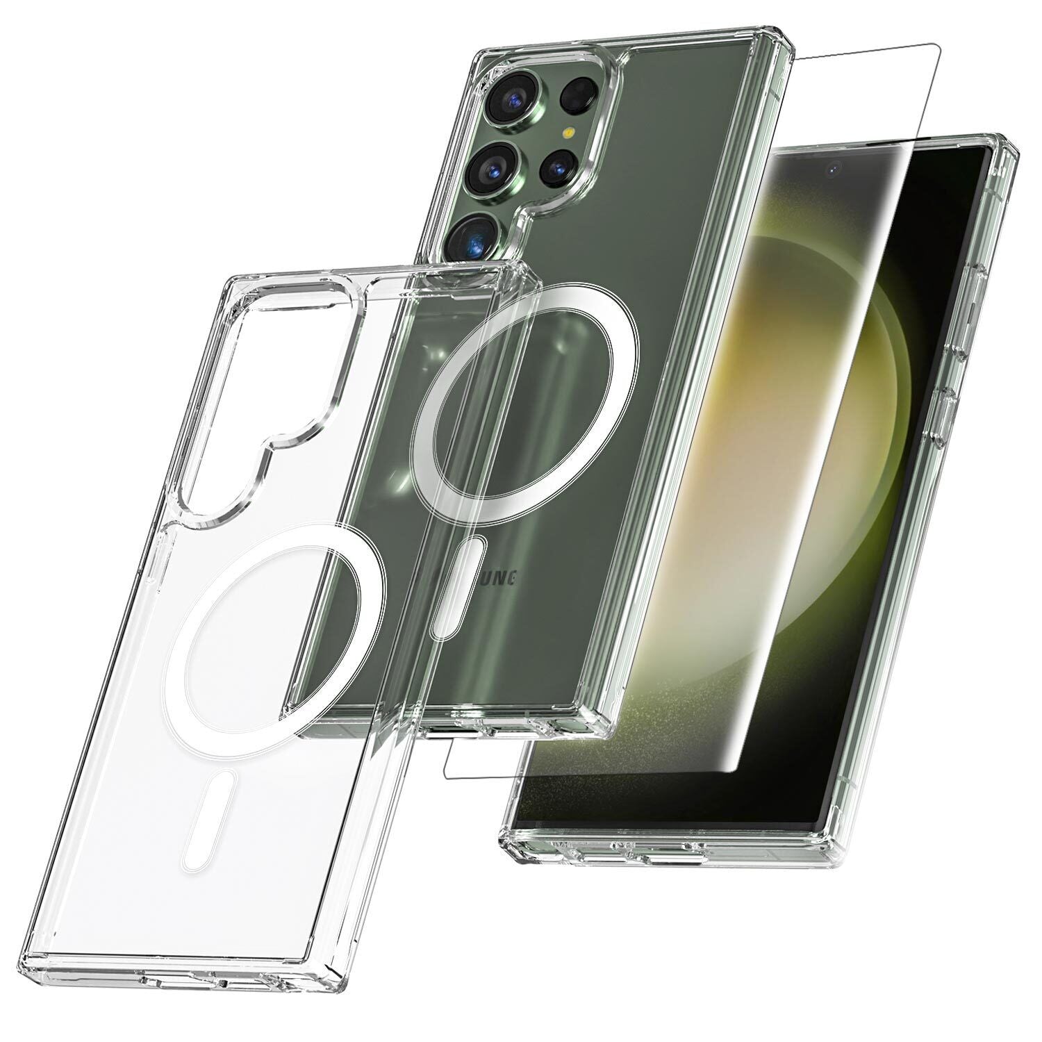 For Samsung S24 Plus Ultra Shockproof Clear Mag Safe Magnetic Case Cover