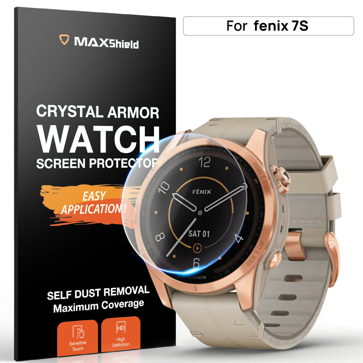 For Garmin Fenix 7 7S 7X Solar Sapphire Tempered Glass Screen Protector Cover